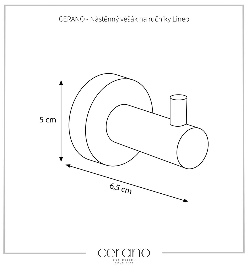 CERANO - Nástenný vešiak na uteráky Lineo - čierna matná, CER-CER-479527