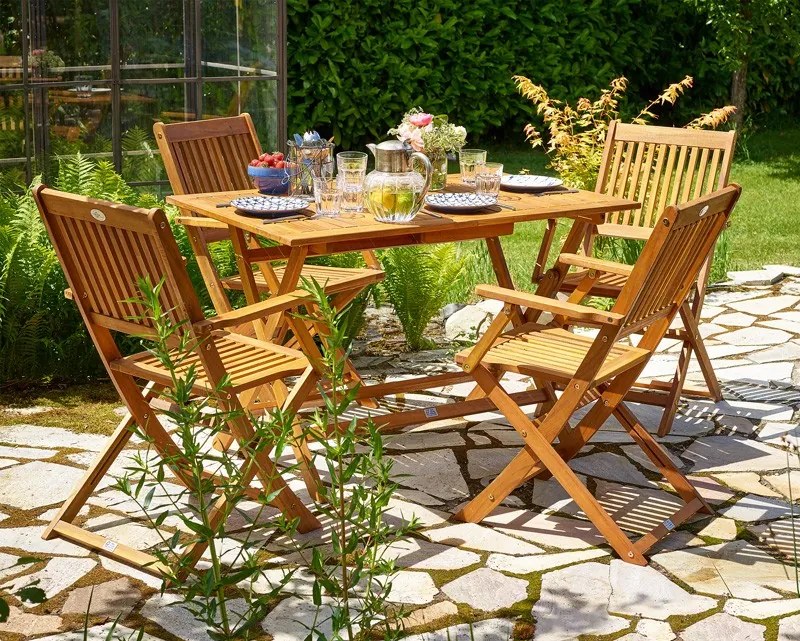 Sedacia súprava SYDNEY, 5-dielna, prírodné drevo Casaria