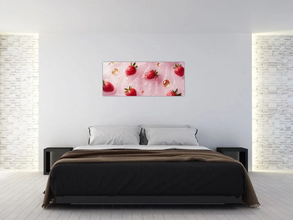 Obraz - Jahody v bublinách (120x50 cm)
