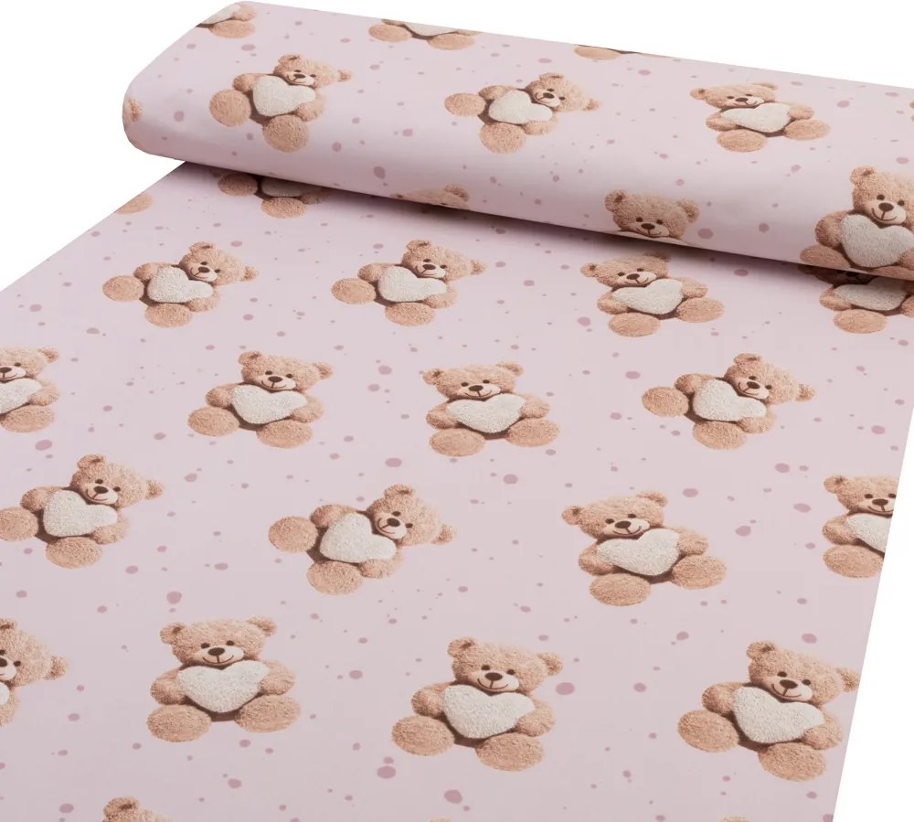 Biante Detské bavlnené posteľné obliečky do postieľky Sandra SA-723 Medvedíky so srdiečkami na fialkovom Do postieľky 90x140 a 50x70 cm