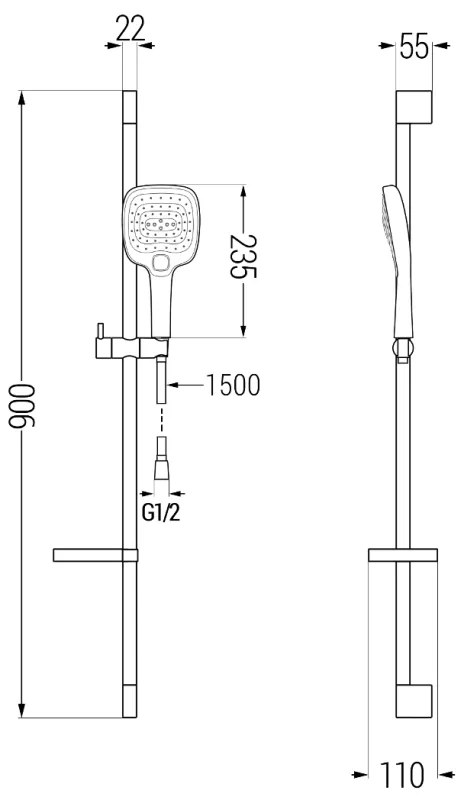 Mexen sprchový set DS17, chróm, 785174583-00