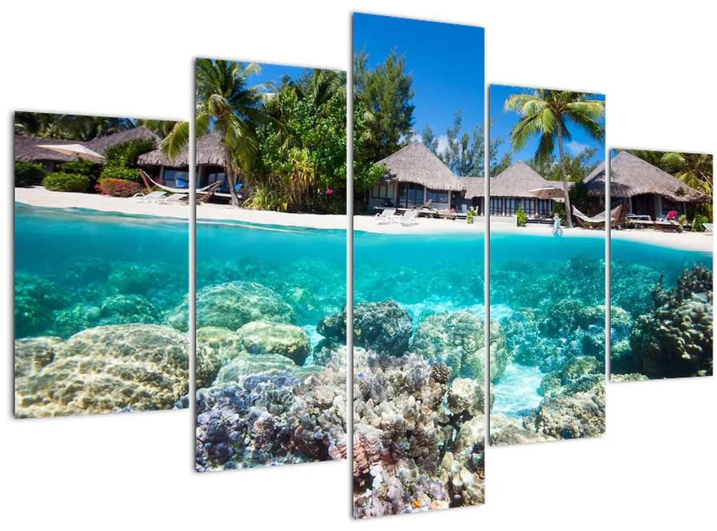 Obraz pláže na tropickom ostrove (150x105 cm)
