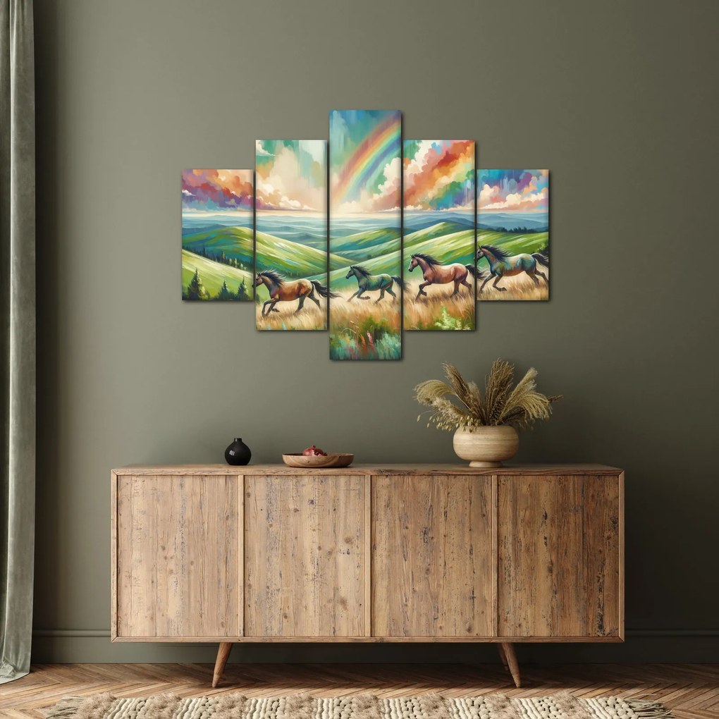Obraz – Kone cválajúce krajinou (150x105 cm)