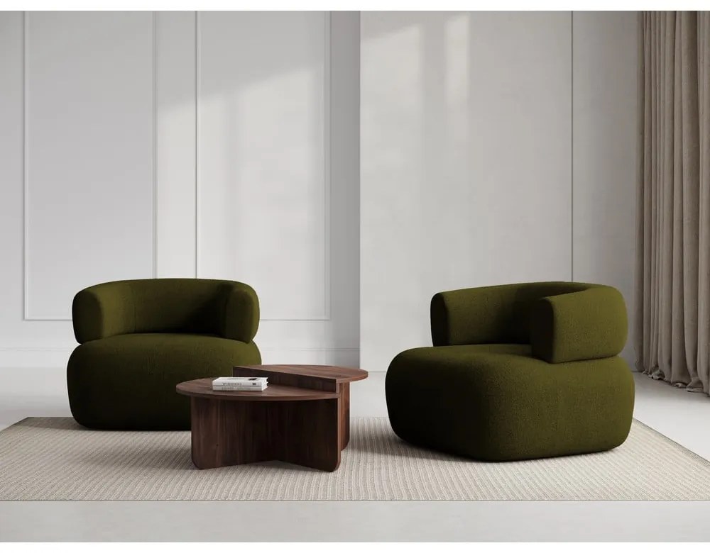 Zelené kreslo z textílie bouclé Jenny – Micadoni Home