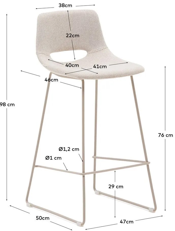 Béžová barová stolička (výška sedadla 76 cm) Zahara – Kave Home
