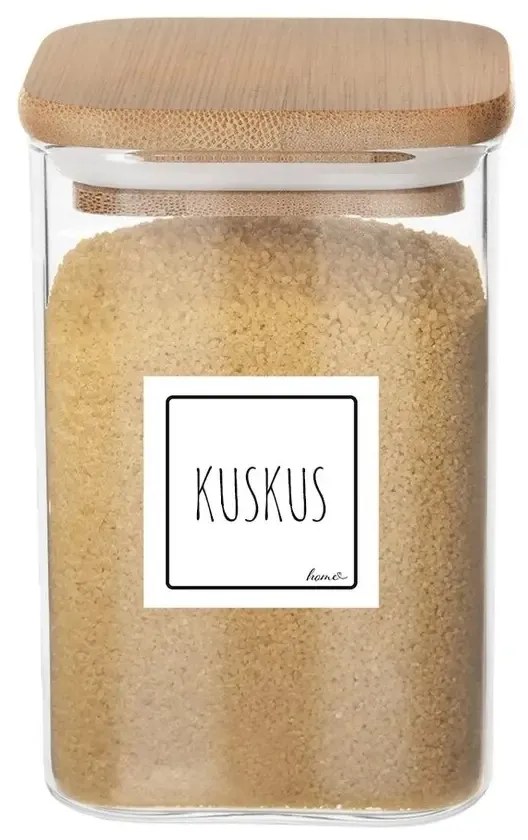 Orion Sklenená dóza hranatá s bambusovým vekom, 1,3 l BORO