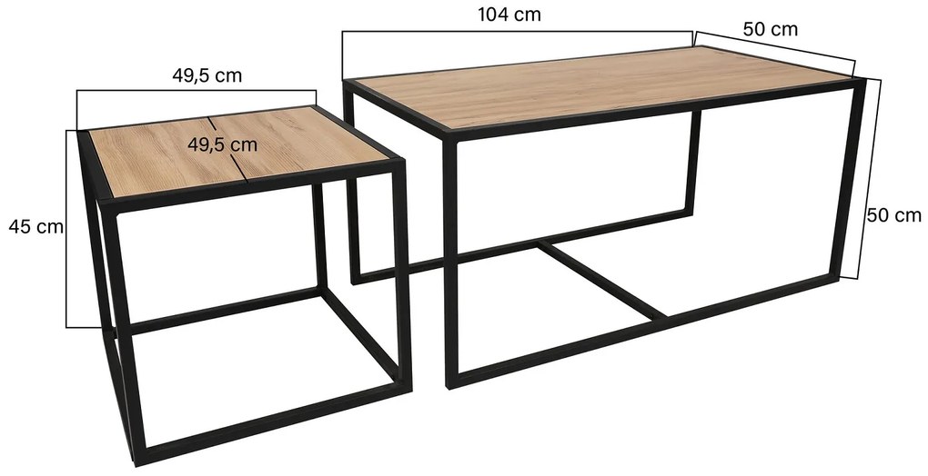 Sada konferenčných stolíkov Dallin 104 cm vzor dub