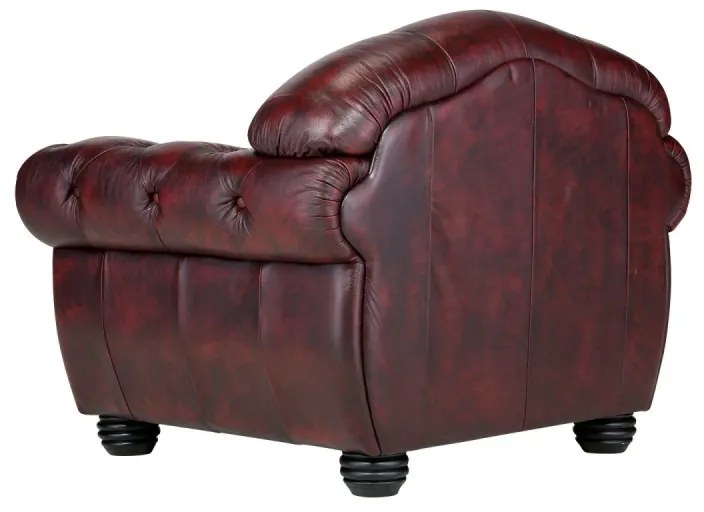 furniture-nabytek.cz - Masívne kreslo Chesterfield Hereford z pravej kože, červené – 112×96×94 cm