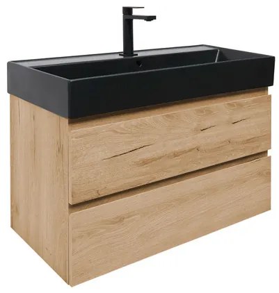 Kúpeľňová skrinka 2 zásuvky s umývadlom SAT B-Way 99x50x45 cm dub matný BWAY2100OAKU2B2B