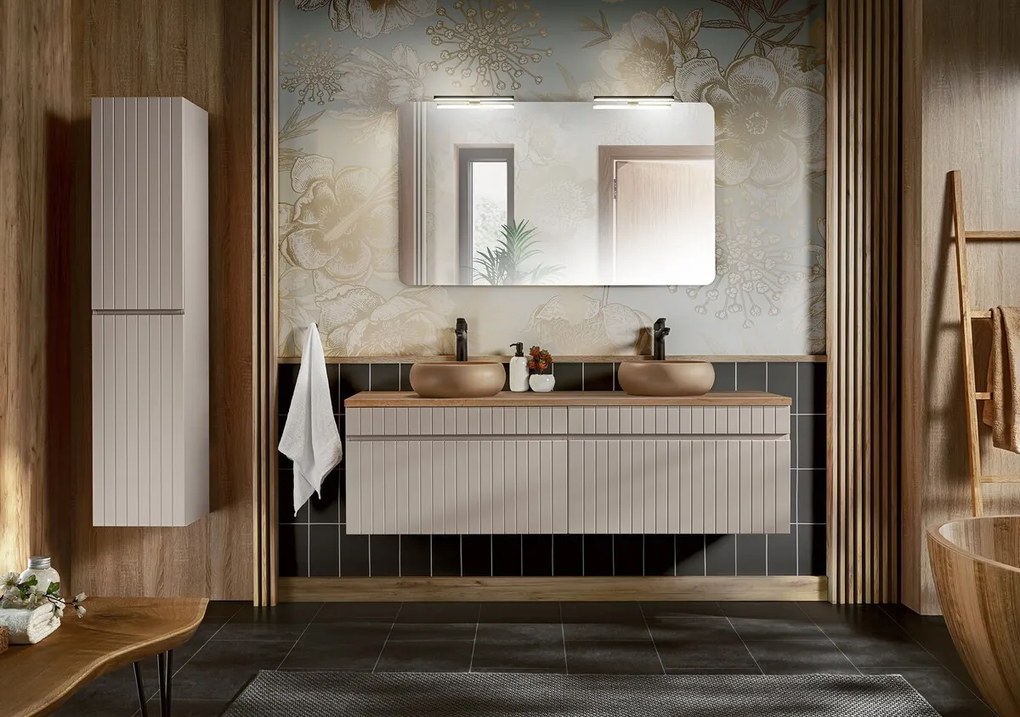 Závesná kúpeľňová skrinka Iconic 160 cm kašmír