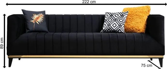 Trojmiestna pohovka Bellino 222 cm čierna