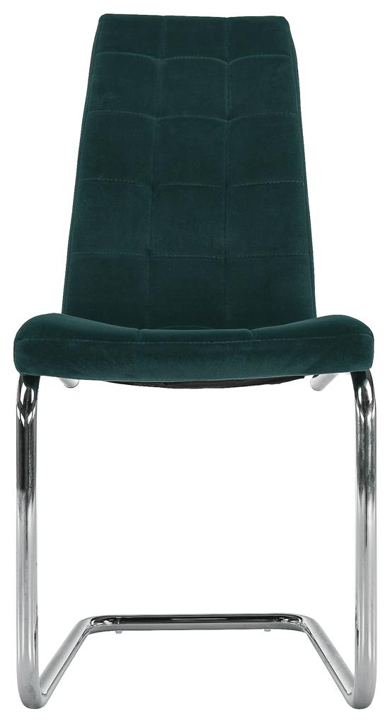 Kondela Jedálenská stolička, smaragdová Velvet látka/chróm, SALOMA NEW 70800