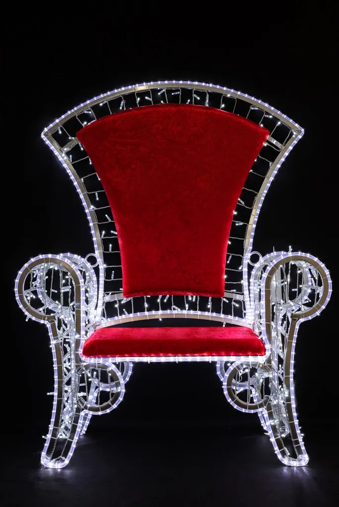 DECOLED Vianočná interiérová stolička, 850 LED diód, červené sedadlo
