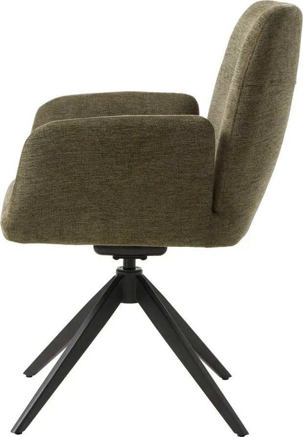 Zelené čalúnené jedálenské kreslo s podrúčkami Roxana – Unique Furniture