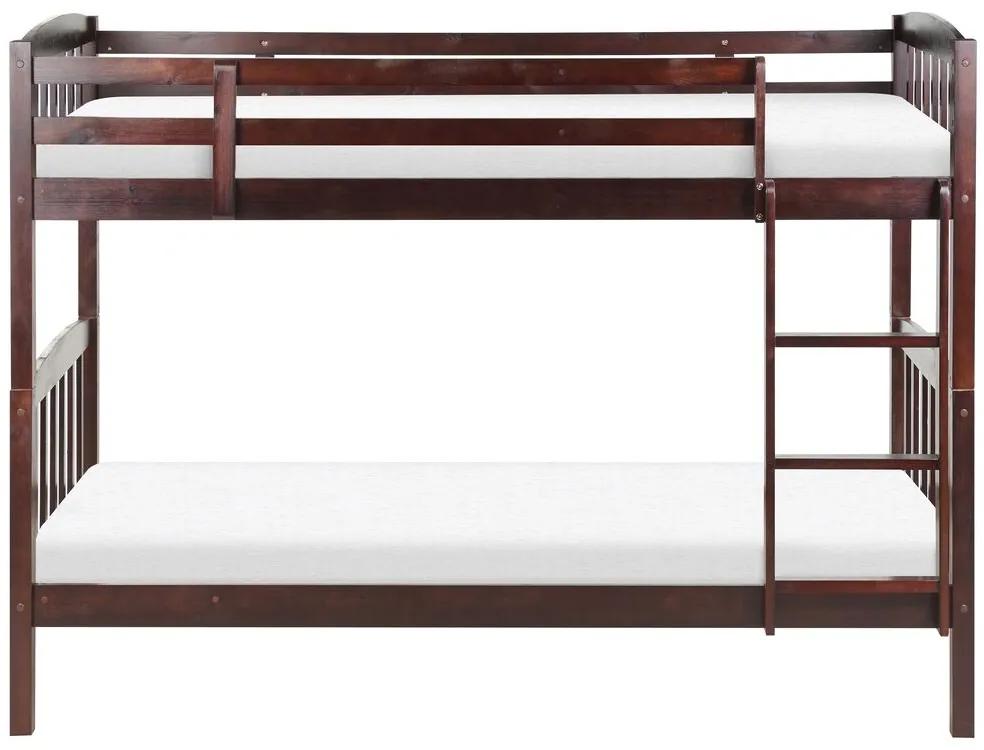 Poschodová posteľ s úložným priestorom 90 x 200 cm tmavé drevo REVIN Beliani
