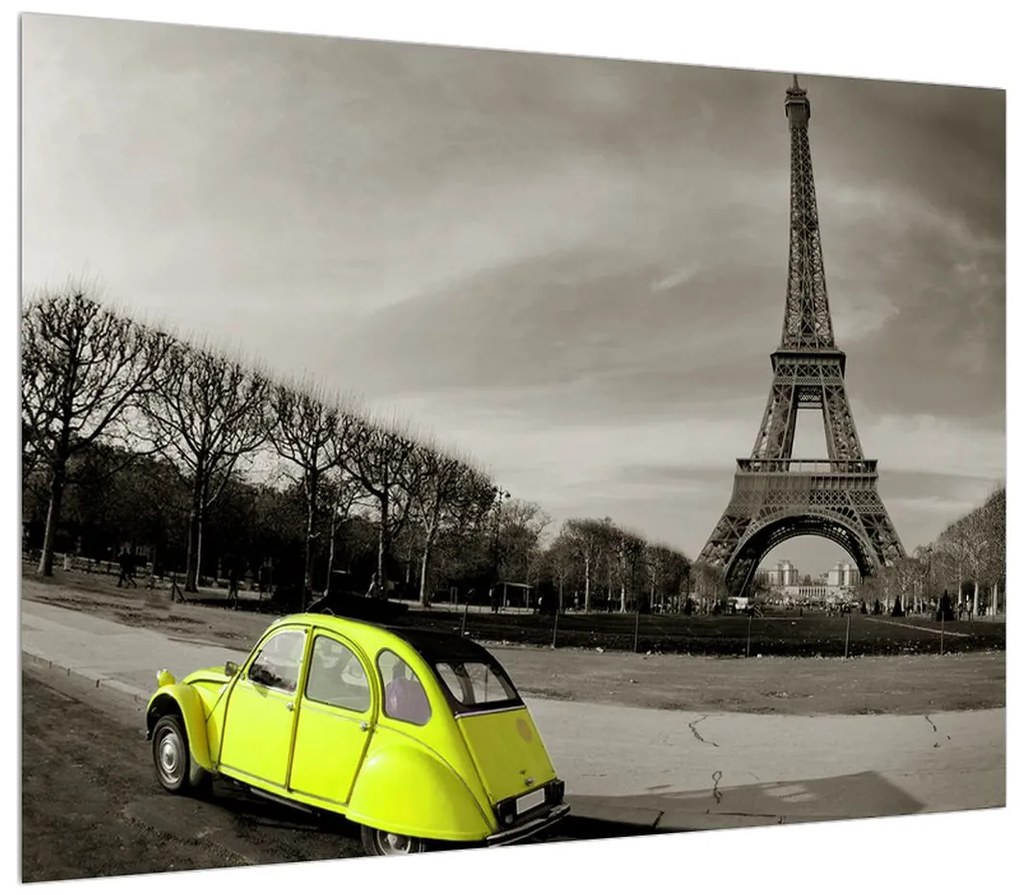 Obraz Eiffelovej veže a žltého auta (K011377K7050)
