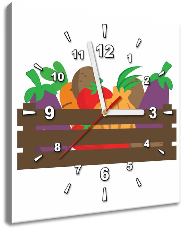 Gario Obraz s hodinami Bednička so zeleninou Rozmery: 40 x 40 cm