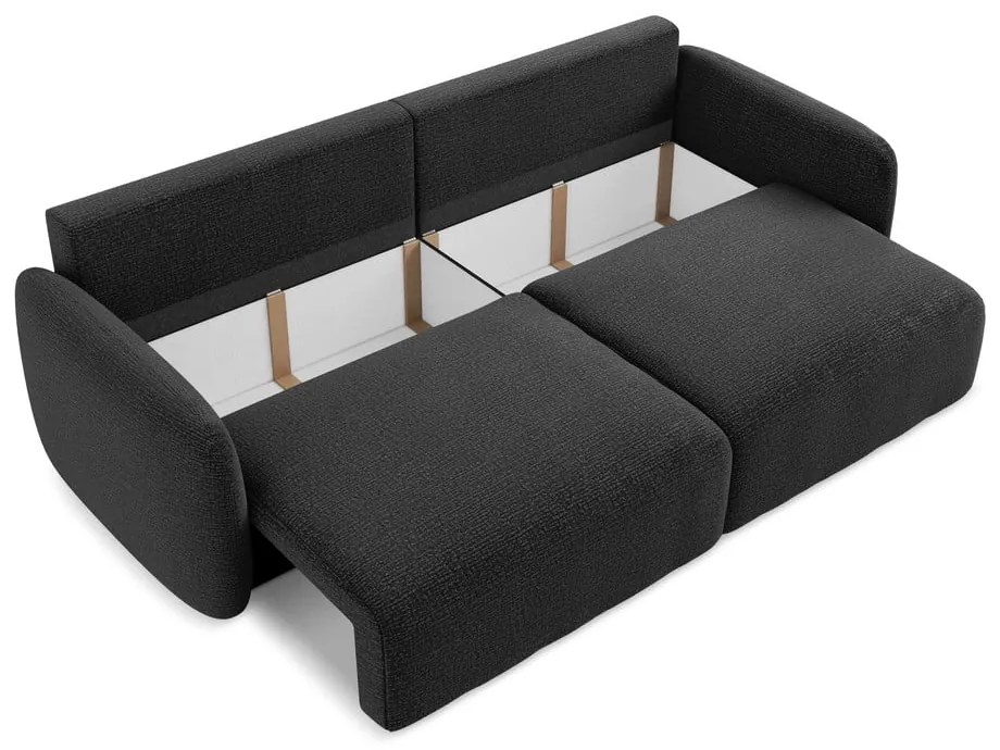 Čierna rozkladacia/s úložným priestorom pohovka 238 cm Kalena – Makamii