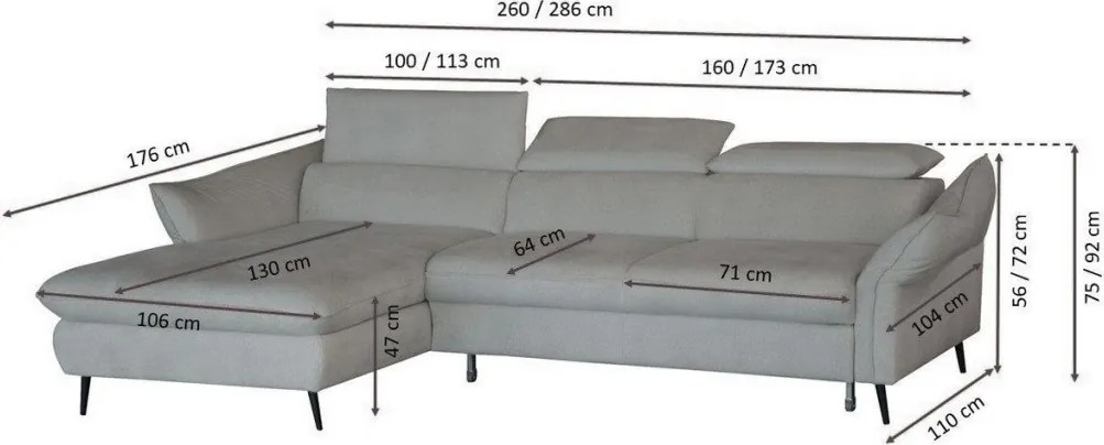 Rohová sedacia súprava Mango, staroružová látka, pravý roh