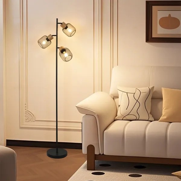 Brilagi - Stoječa svetilka BASKLITE 3xE27/15W/230V les/črna