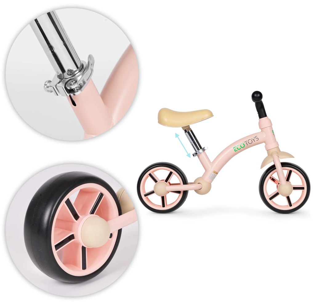 Detský balančný bicykel, ružové ECOTOYS