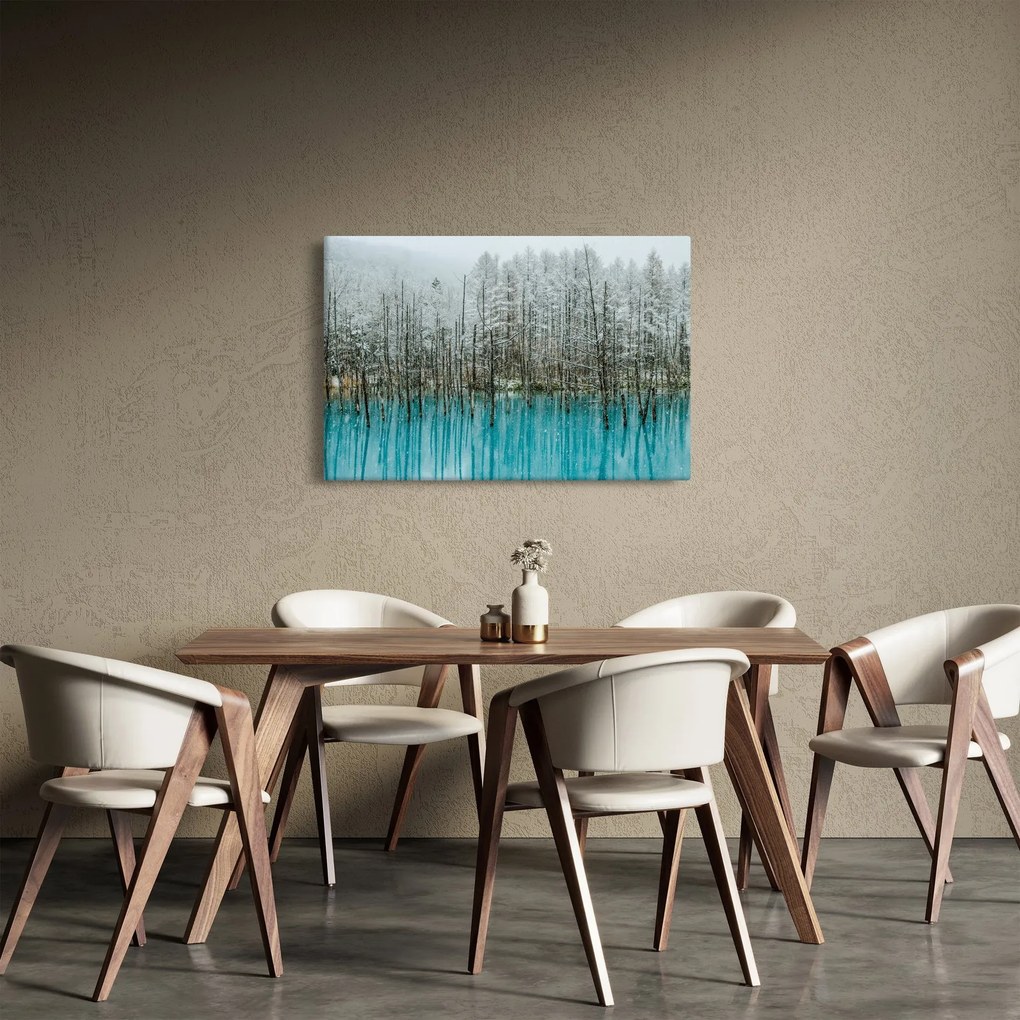 Obraz - Tyrkysový rybník, Biei, Japonsko (90x60 cm)