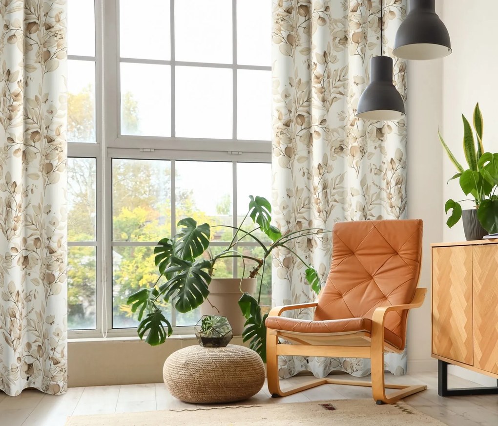 ZÁVES NA KRÚŽKOCH OLENI 140X250 CM LISTY