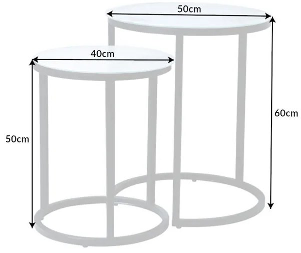 Elegance II set 2 príručných stolíkov biele 40 cm