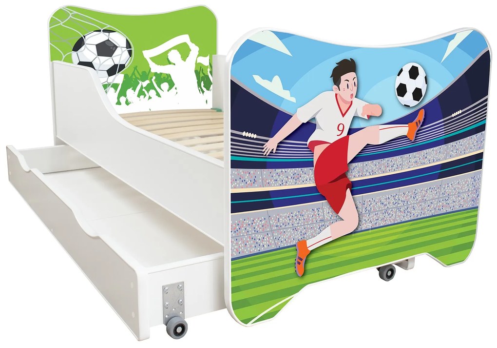 TOP BEDS Detská posteľ Happy Kitty 140x70 so zásuvkou futbalista