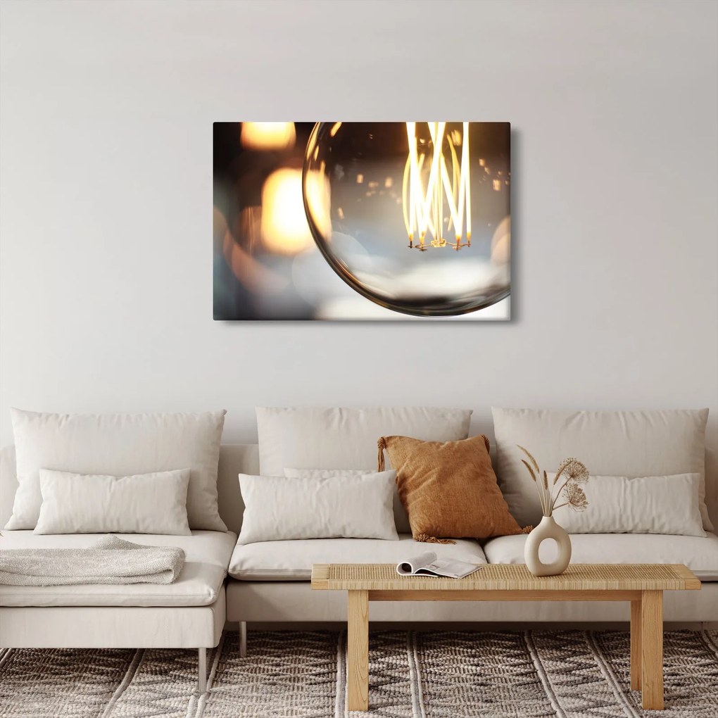 Obraz svietiacej žiarovky (90x60 cm)