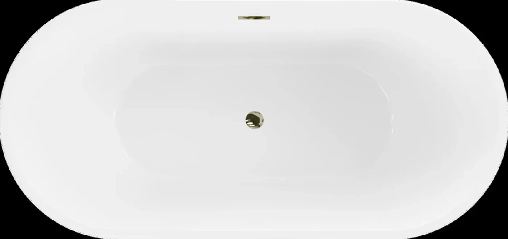 Mexen Luna, voľne stojaca vaňa 170 x 80 cm + zlatá odtoková zátka a prepadový otvor, biela, 52031708000-G