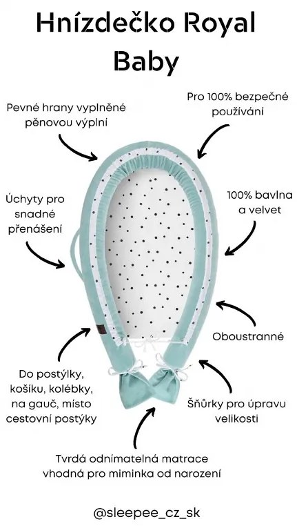 Zamatové hniezdočko ROYAL BABY pre bábätko pieskové