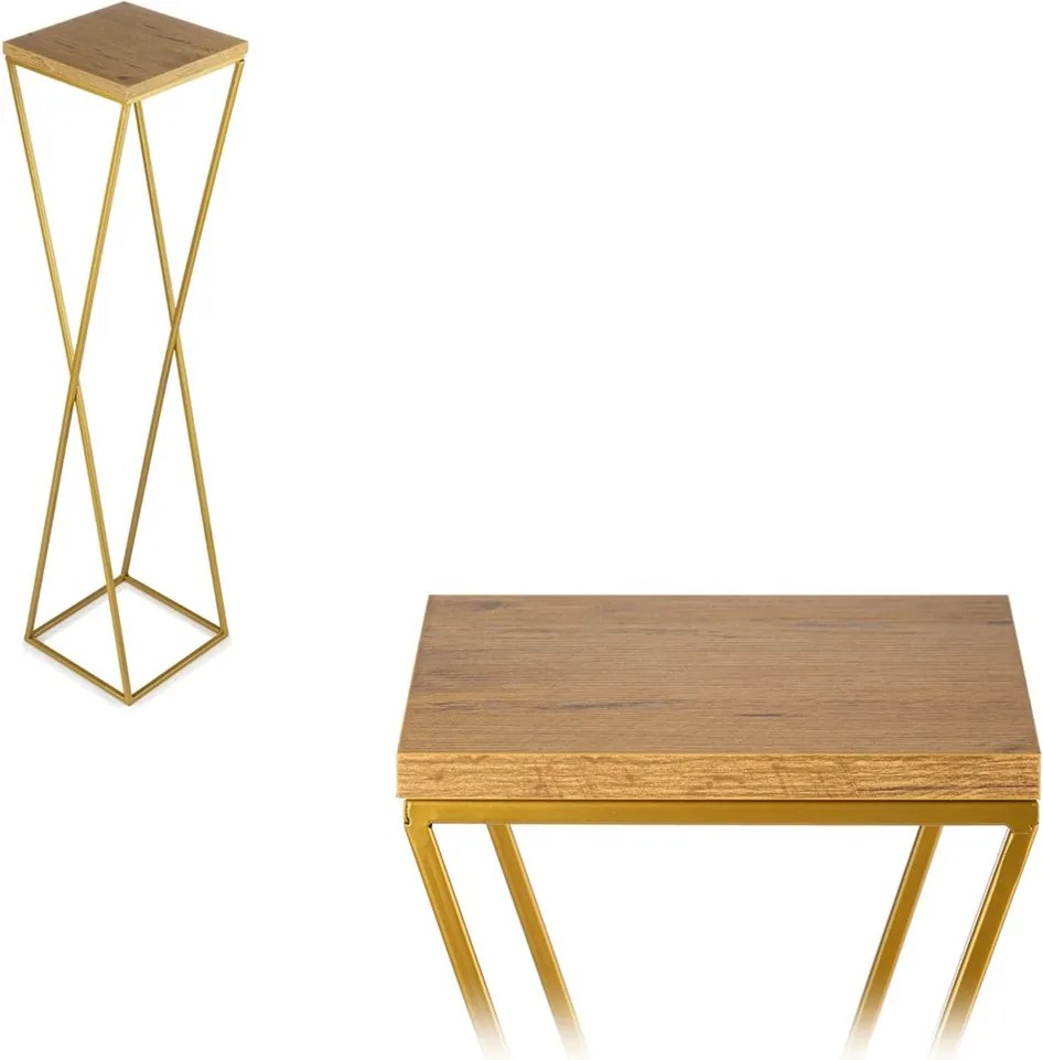 STOJAN NA KVETINÁČ LOFT6 100X24X24 CM ZLATÁ/HNEDÁ