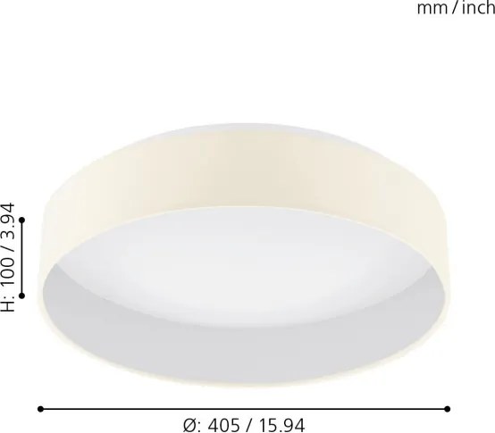 Eglo 96537 - LED Stmievateľné stropné svietidlo PALOMARO 1 1xLED/18W/230V béžová