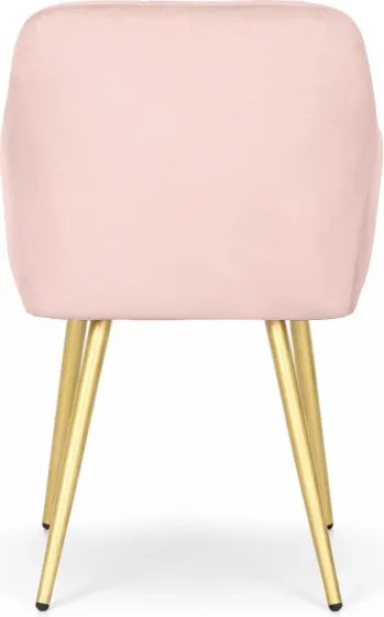 Sada štyroch jedálenských stoličiek LUXANO zamatové, púdrovoružové / zlaté nohy (4 ks)
