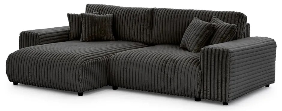 Tmavosivá menčestrová rozkladacia/s úložným priestorom rohová pohovka (ľavý roh) Sarina – Ropez