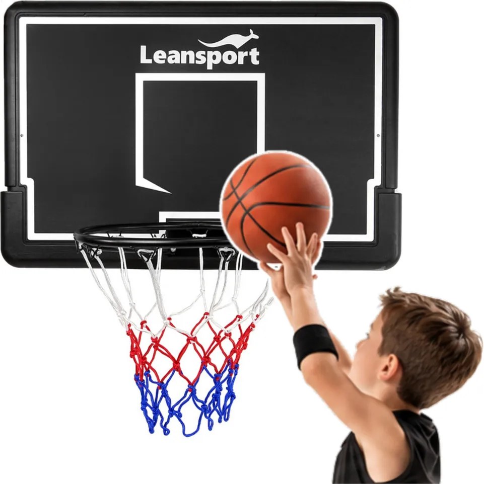 LEAN Sport Závesný basketbalový kôš s doskou, záhradný, čierny, 90 cm