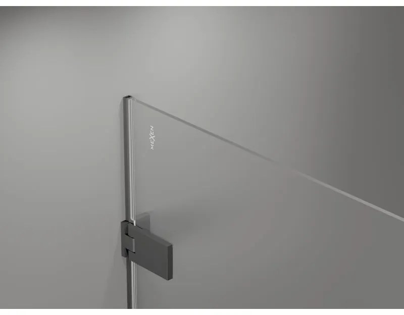 Mexen Lunar-F, 1-krídlový sprchový kút so skladacími dverami, ľavý, 95 x 80 cm, 8mm číre sklo, grafitový profil, 836-095-080-95-00-L