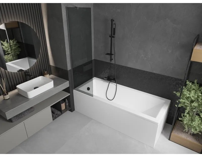 Mexen Next, 1-krídlová vaňová zástena 50 x 150 cm, 6mm šedé sklo, grafitová, 895-050-000-00-40-95