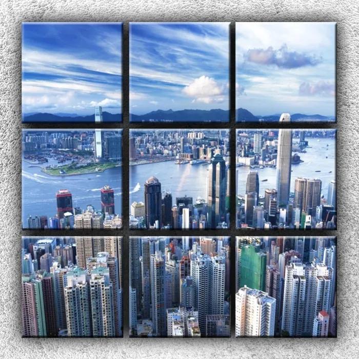 Xdecor Mestské panoráma 3 - deväťdielny obraz (90 x 90 cm) | BIANO