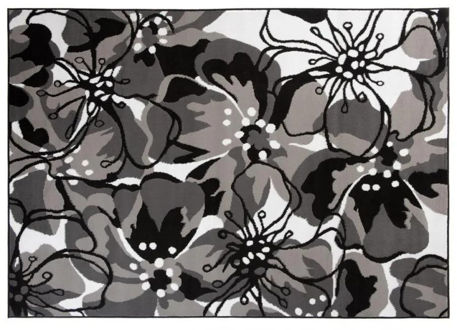 Kusový koberec PP Veľké kvety sivý 140x200cm