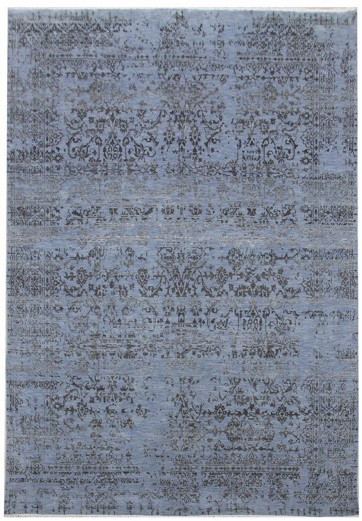 Diamond Carpets India, Ručne viazaný kusový koberec Diamond DC-JK 1 Jeans blue / black, 160x230, modrá, chodba / predsieň