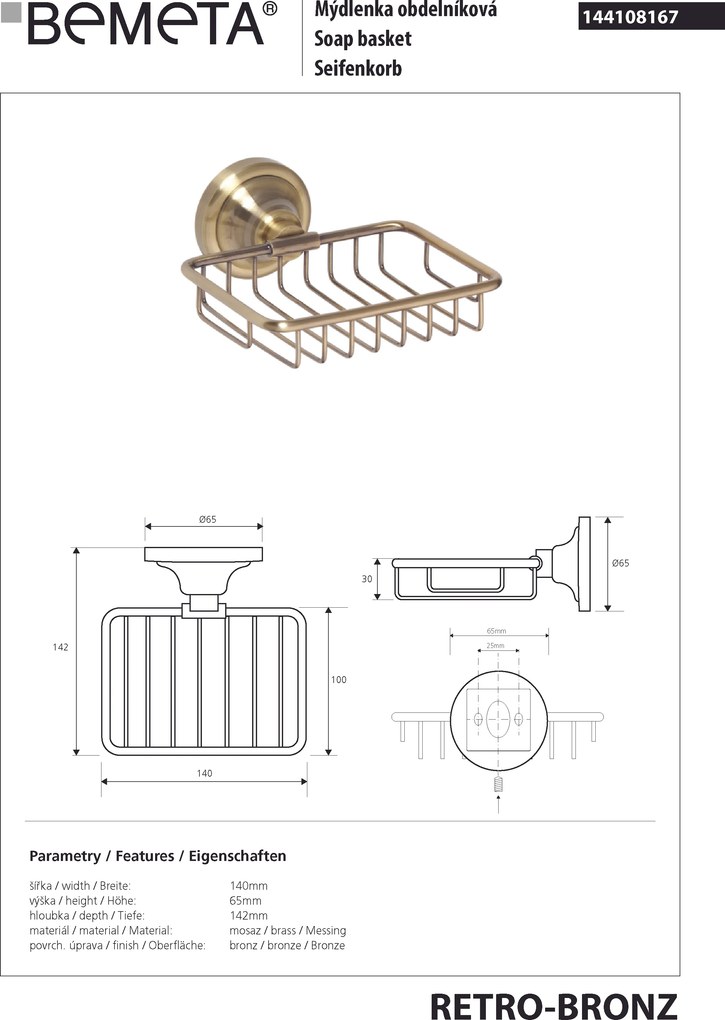 Bemeta Design RETRO bronz: Mydelnička - 144108167