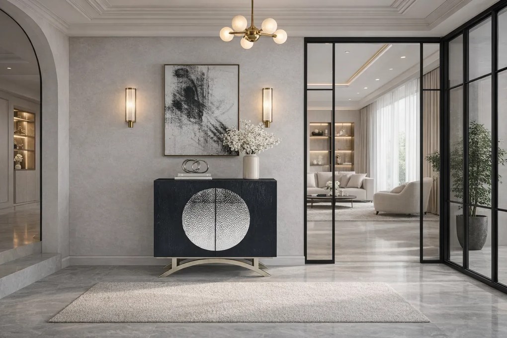 Komoda Stilig ST832 100 cm čierna/strieborná