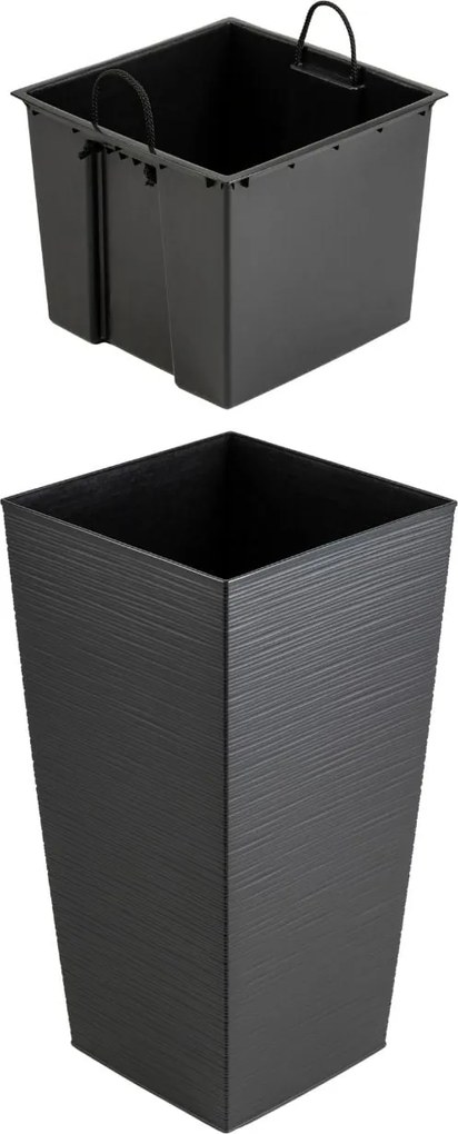 PLASTOVÝ KVETINÁČ PORTO RIFLO 67,5X35X35 CM ČIERNA
