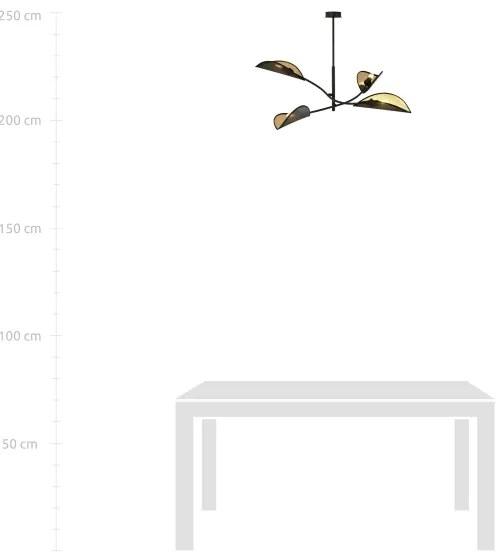 Luster na tyči LOTUS 4xE14/10W/230V čierna/zlatá