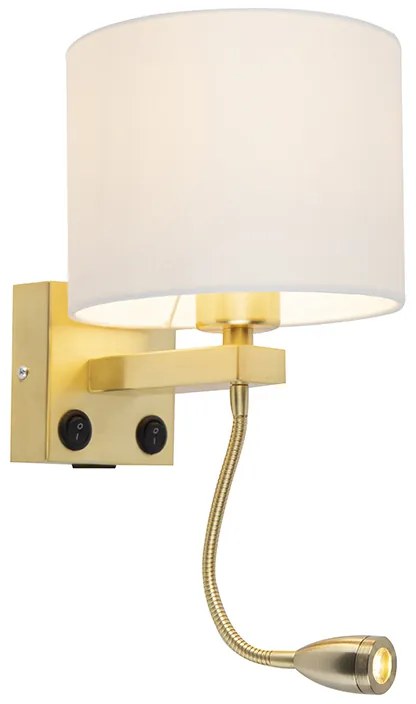 Zlatá nástenná lampa USB s bielym tienidlom - Brescia Combi