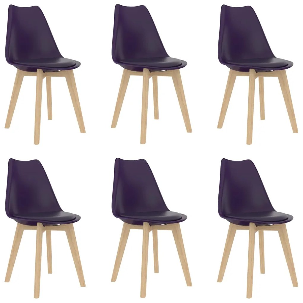 vidaXL Jedálenské stoličky 6 ks, fialové, plast