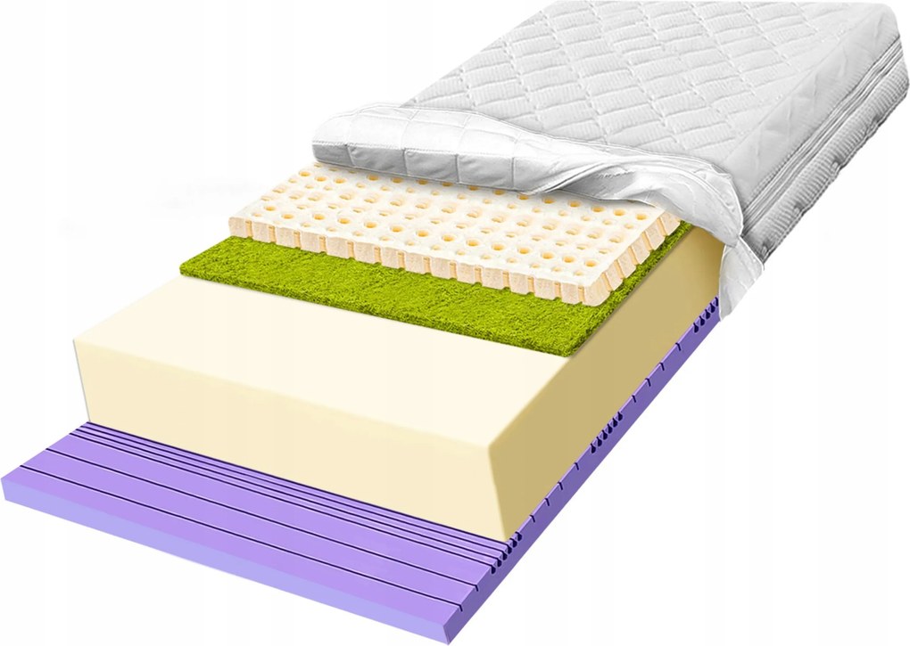 Matrac s penou 180x190 H2 H3 s morskou trávou a latexom, 7 zón, latex 30 cm
