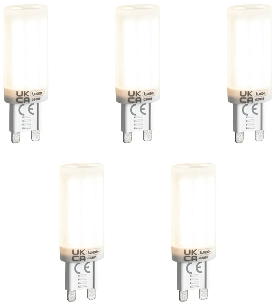 Sada 5 stmievateľných LED žiaroviek G9 s 3-stupňovým stmievaním, opálové, 4,5 W, 500 lm, 4000 K